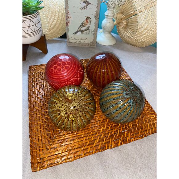 Set 4 GUC Ceramic Glass Decor Accent Balls Boho Style From Wayfair Decoration - Picture 5 of 7
